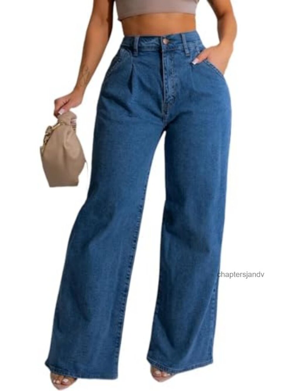 Wide Leg High Waist Baggy Loose Denim Jeans Stretch Casual